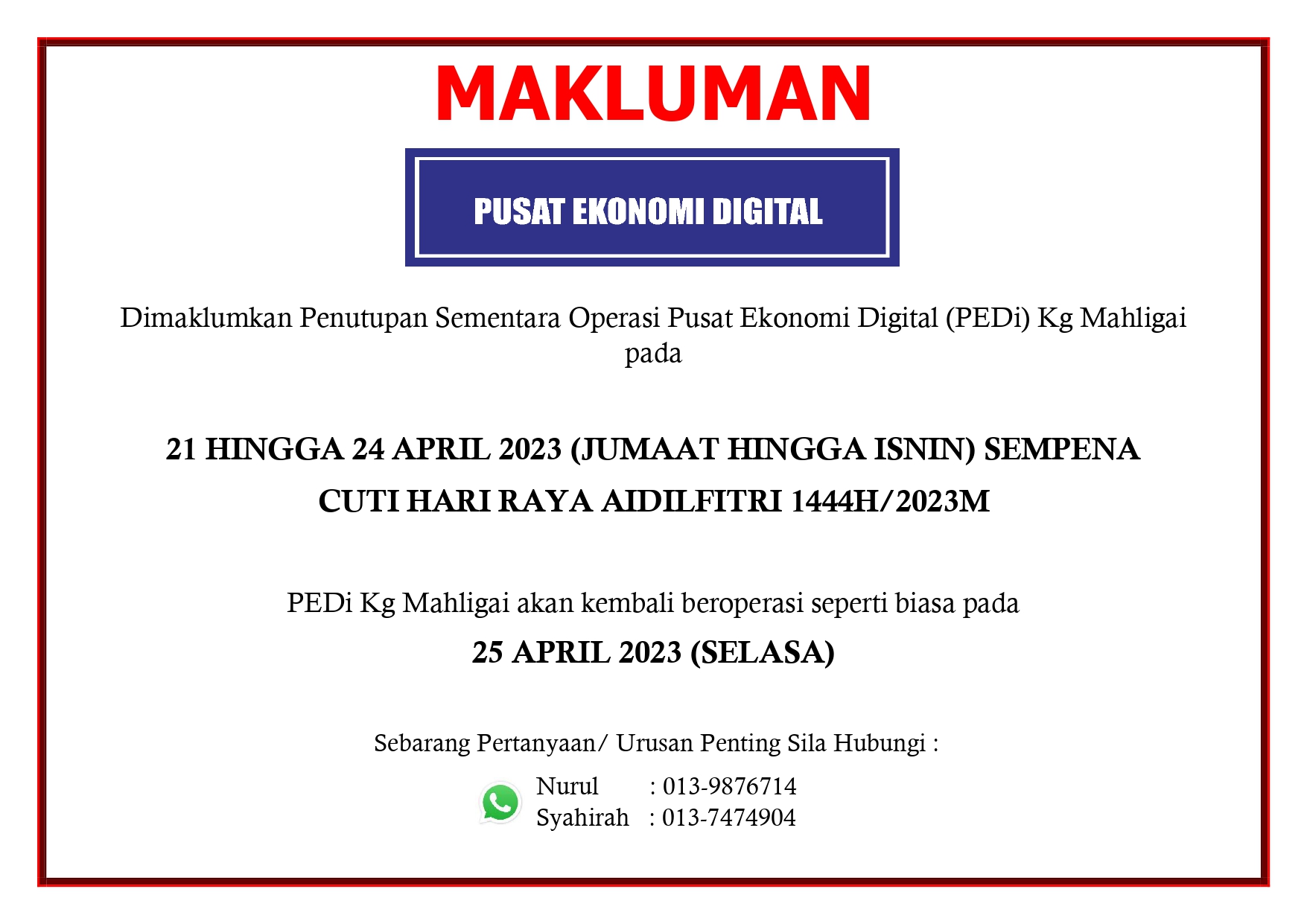 NOTIS PENUTUPAN RAYA 2023 new